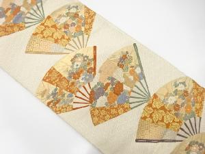 扇面に菊・桐・古典柄模様織出し袋帯